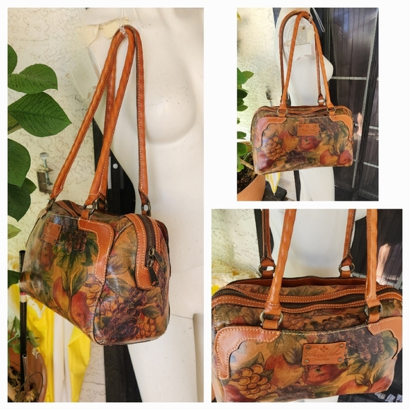 Patricia Nash Multicolor Leather Floral Zipper Top Handle Satchel Shoulder Bag - Picture 1 of 2